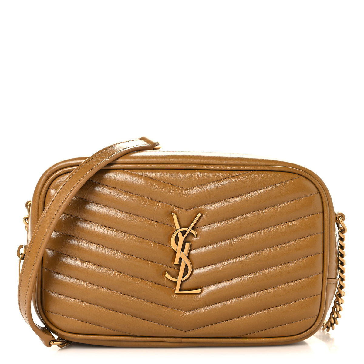 Saint Laurent Calfskin Matelasse Monogram Mini Lou Camera Bag Tabac Brown 1 of 10