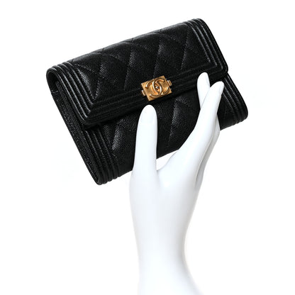 Chanel Caviar Quilted Medium Boy Flap Wallet Black 2 of 9