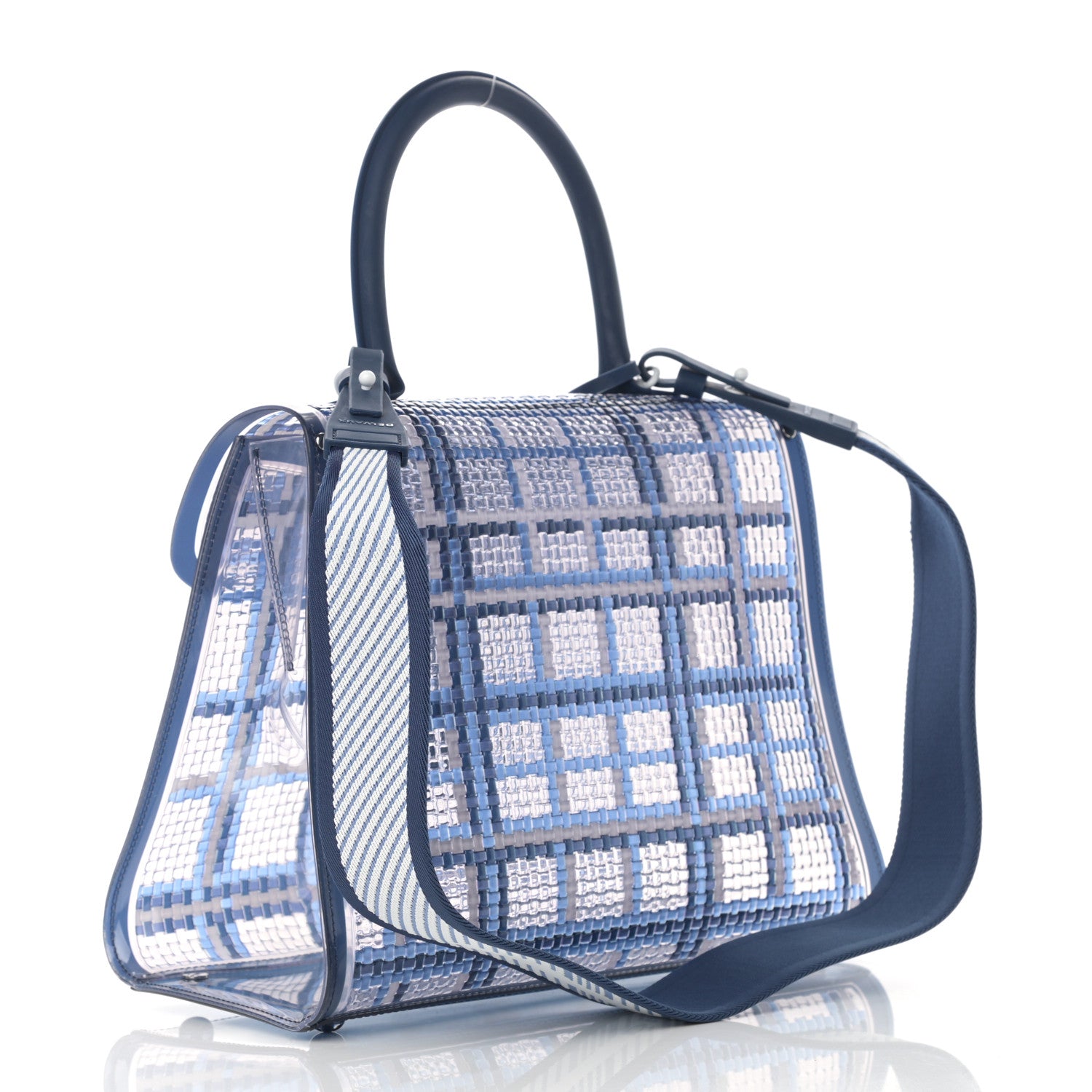 Delvaux Vinyl Gingham The Dreamer MM Brillant Satchel Navy 2 of 10