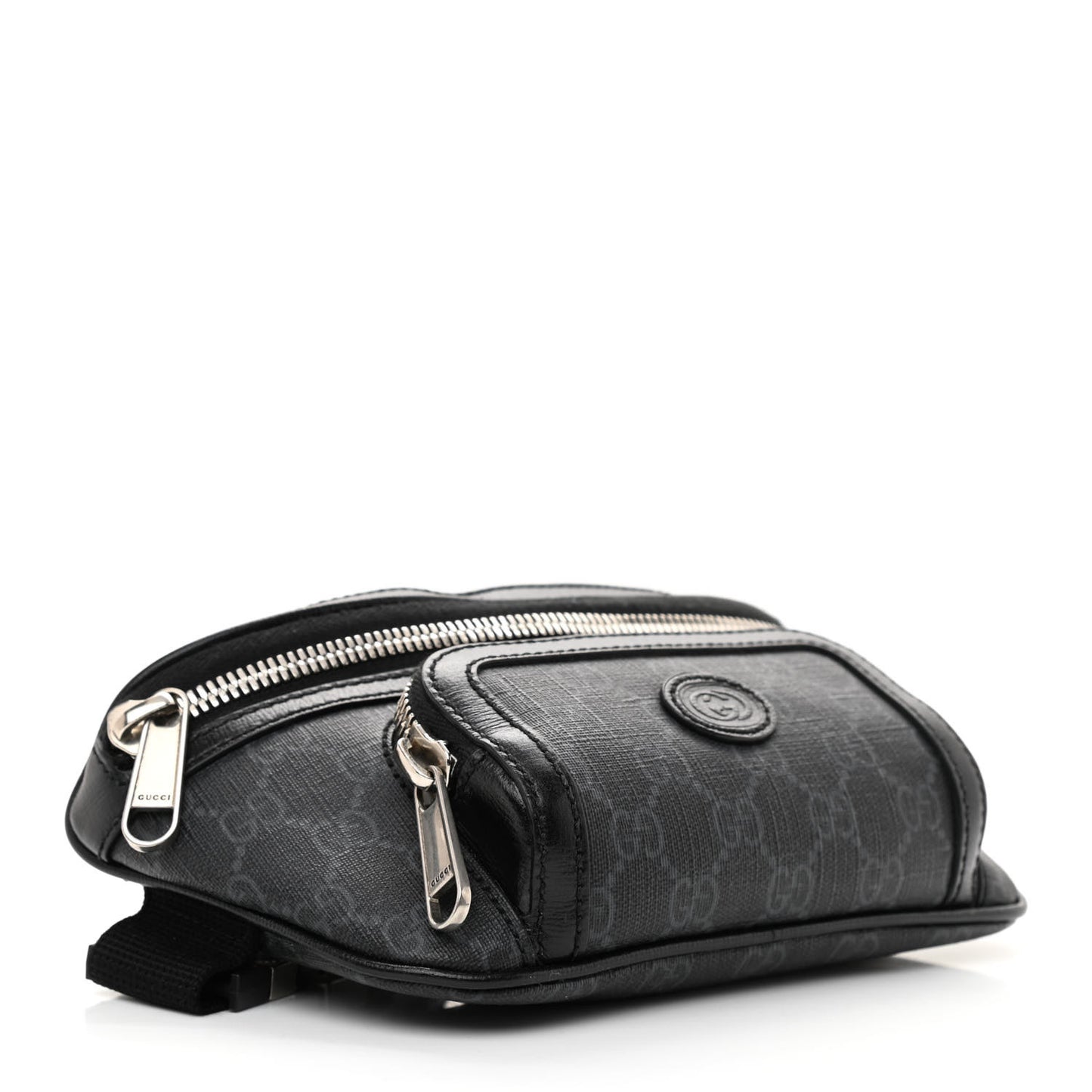 GG Supreme Monogram Textured Calfskin Retro Interlocking G Belt Bag Black