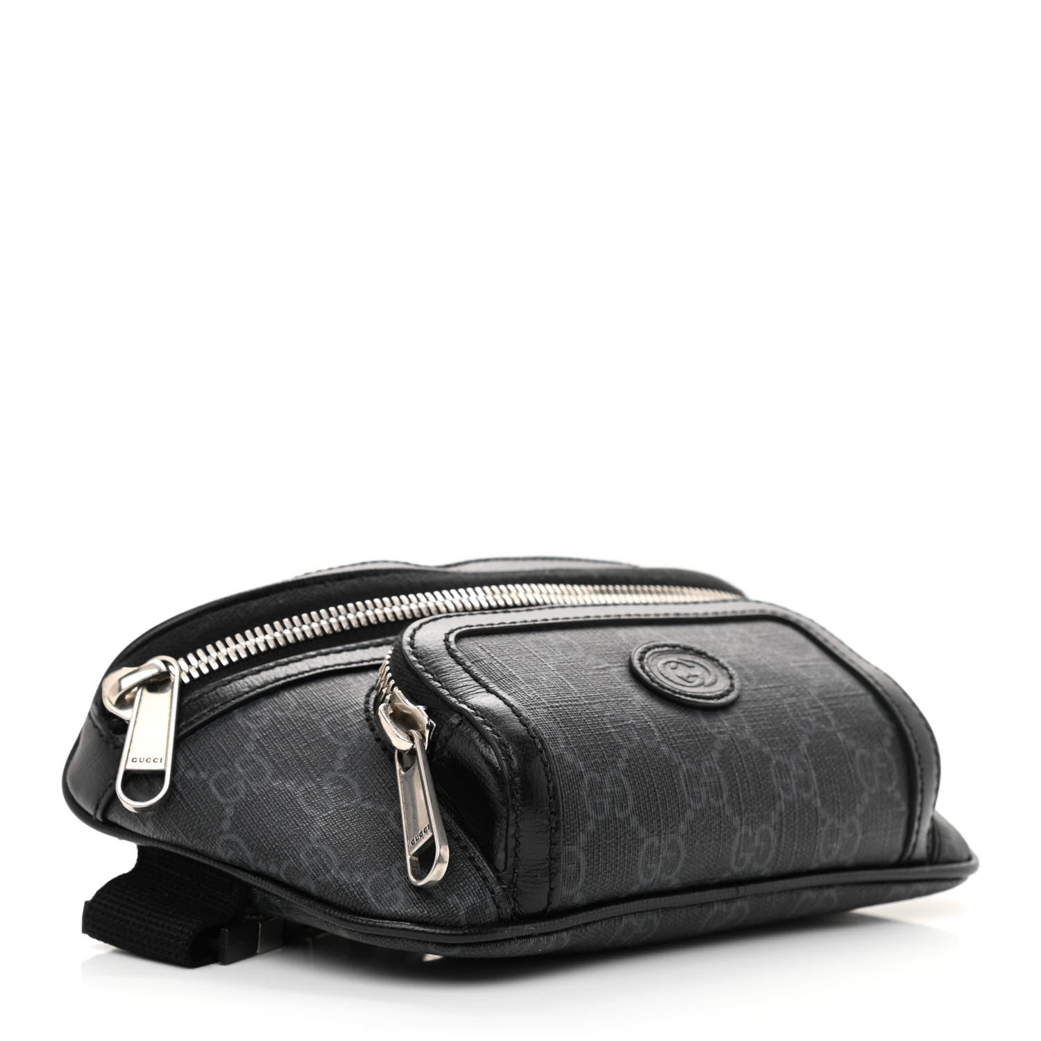 Gucci GG Supreme Monogram Textured Calfskin Retro Interlocking G Belt Bag Black 4 of 8