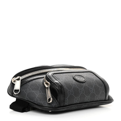Gucci GG Supreme Monogram Textured Calfskin Retro Interlocking G Belt Bag Black 4 of 8