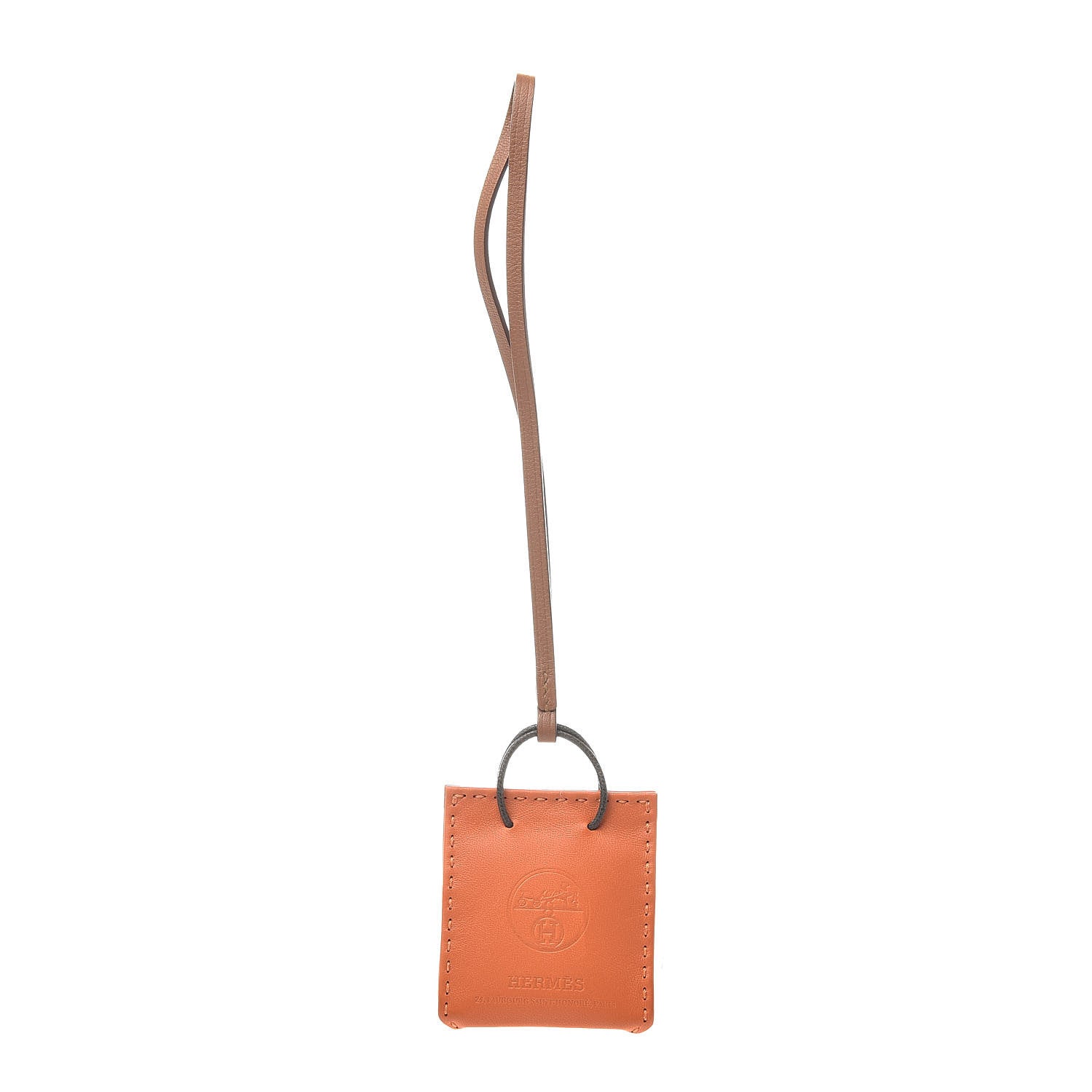 Hermes Milo Lambskin Swift Shopping Bag Charm Feu Gold 1 of 3