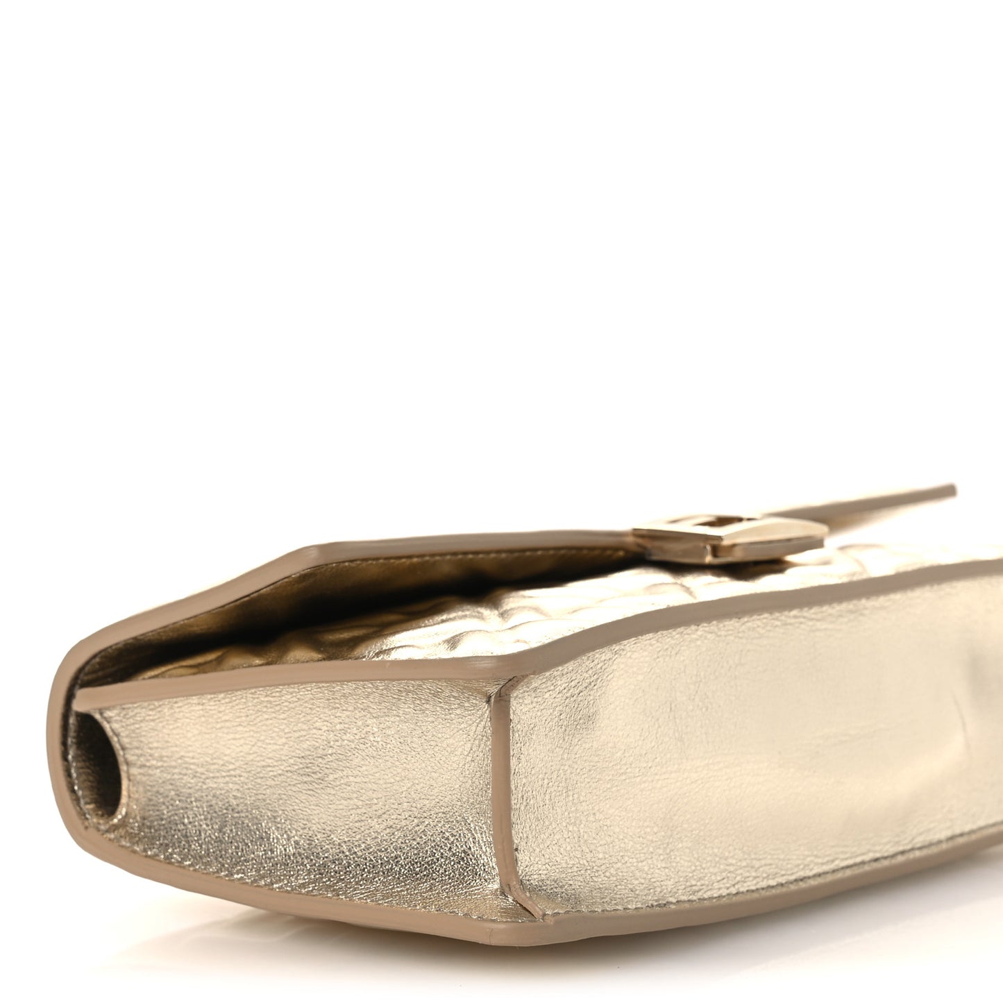 Metallic Nappa Matisse FF Embossed Wallet On Chain Platino