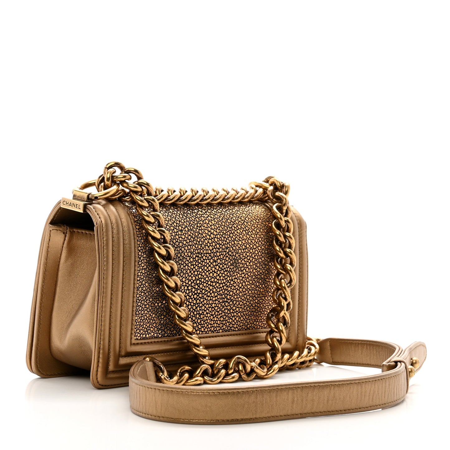 Galuchat Stingray Small Boy Flap Gold