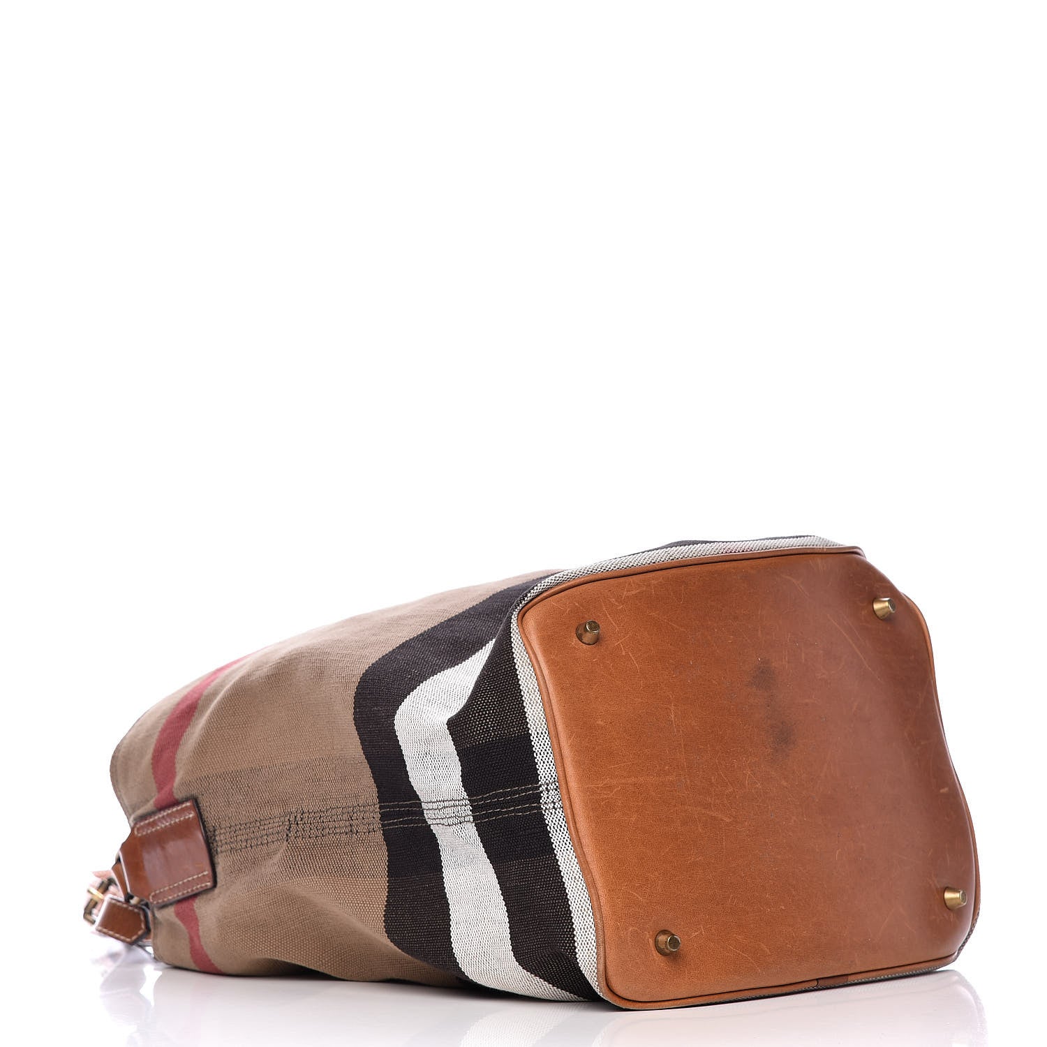 Burberry Canvas Mega Check Medium Ashby Hobo Saddle Brown 4 of 22