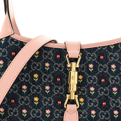 Gucci New Denim GG Monogram Calfskin Love Parade Small Jackie 1961 Hobo Light Pink 8 of 10