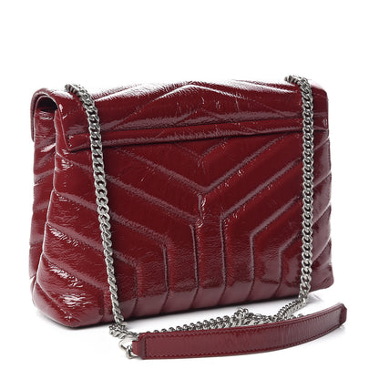 Saint Laurent Patent Y Quilted Monogram Small Loulou Chain Satchel Palissandre 3 of 10