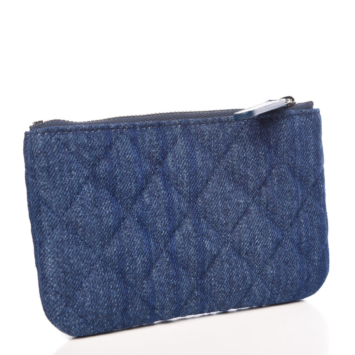 Chanel Denim Quilted Small Cosmetic Case Blue 3 of 8