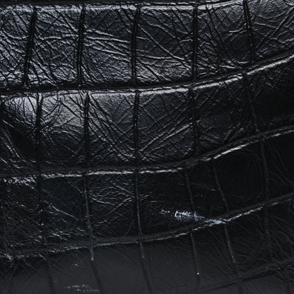 Saint Laurent Calfskin Crocodile Embossed Monogram Medium Niki Shopping Bag Black 11 of 12