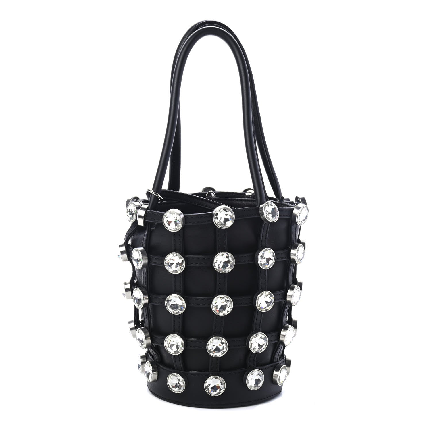 Alexander Wang Calfskin Crystal Embellished Roxy Mini Bucket Bag Black 1 of 3