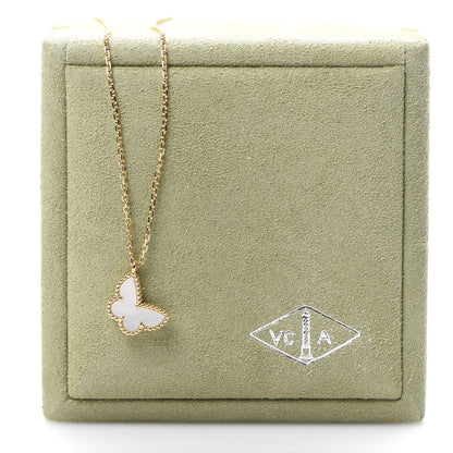 Van Cleef & Arpels 18K Yellow Gold Mother of Pearl Sweet Alhambra Butterfly Pendant Necklace 8 of 8
