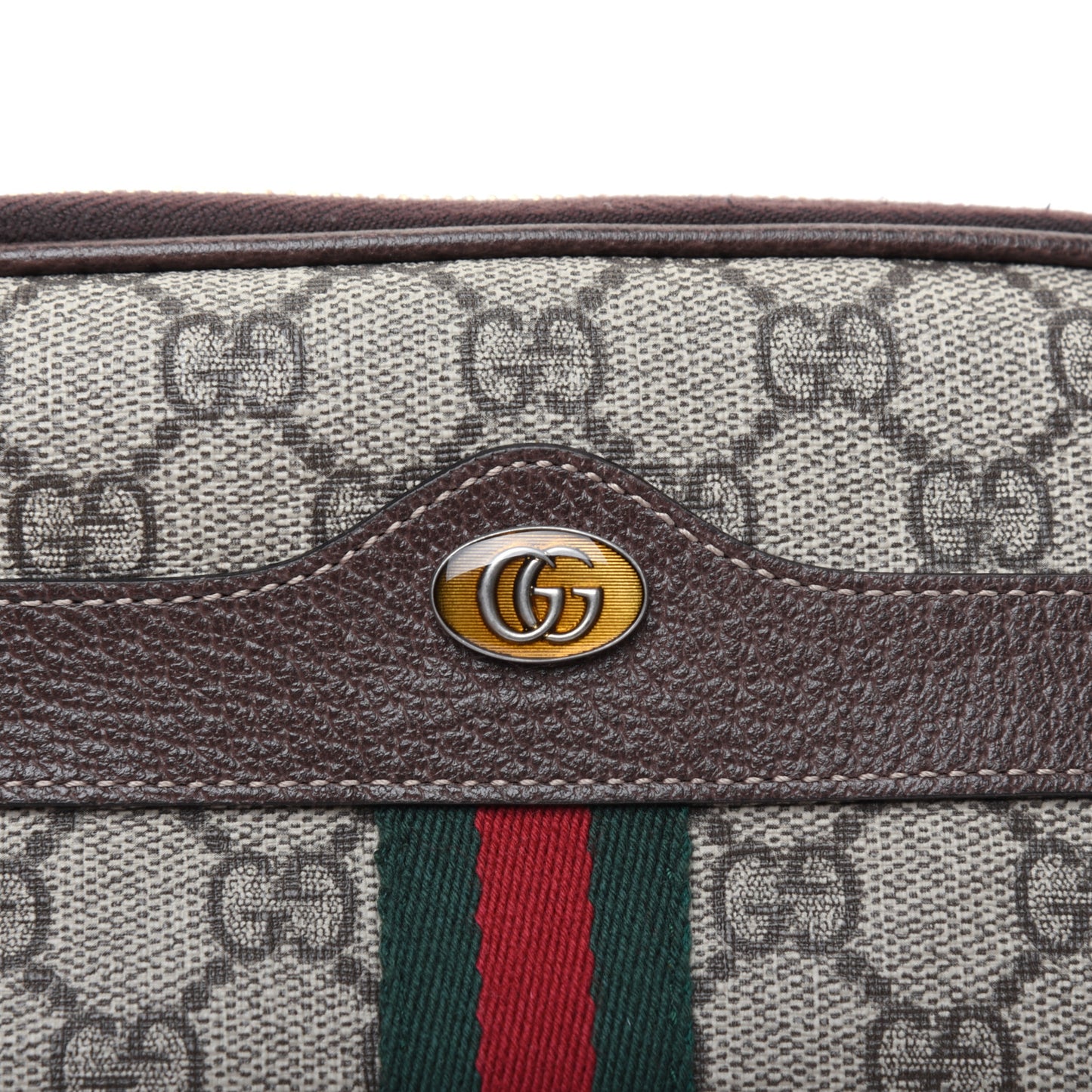GG Supreme Monogram Ophidia Belted iPhone Case 85 34 Dark Brown