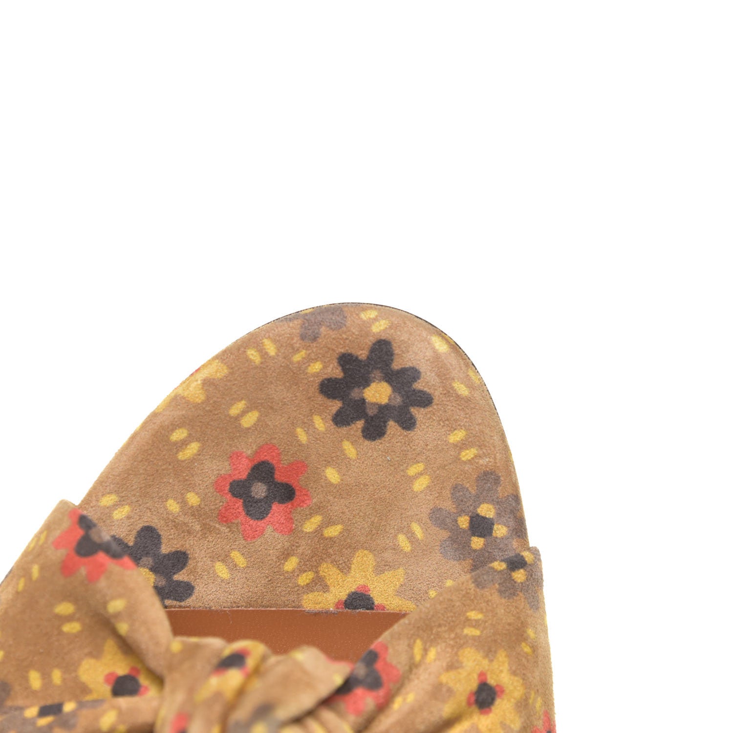 Saint Laurent Bianca Floral Suede Slide Sandals 37.5 Beige Multicolor 13 of 15