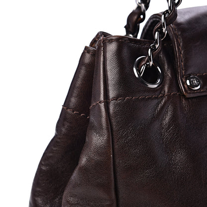 Chanel Lambskin Lax Accordion Flap Marron Fonce 11 of 14