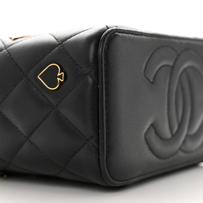 Chanel Lambskin Quilted Enamel Coco Casino Small Vanity Case With Chain Black 9 of 14
