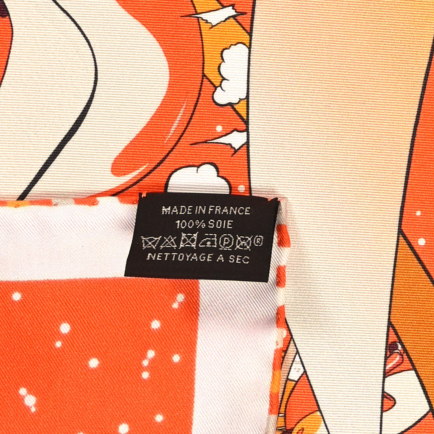 Hermes Silk Space Derby Scarf 90 Orange Creme Roux 3 of 5