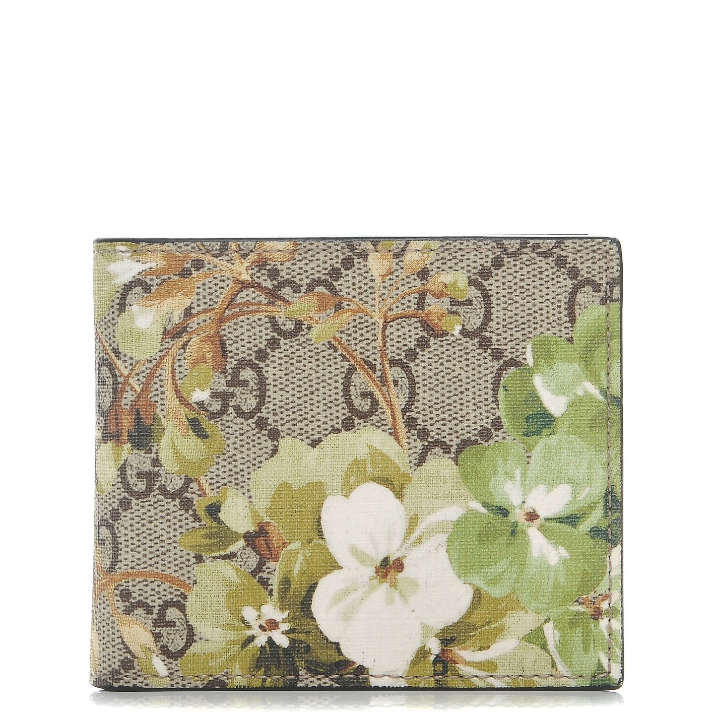 GG Supreme Monogram Blooms Bi-Fold Wallet Beige New Military Black