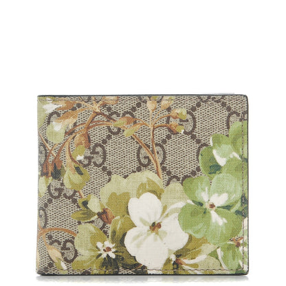 Gucci GG Supreme Monogram Blooms Bi-Fold Wallet Beige New Military Black 1 of 9