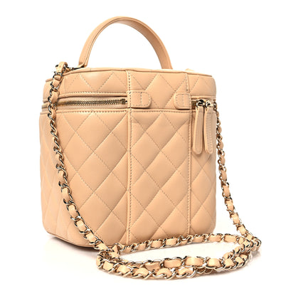 Chanel Lambskin Quilted Small Top Handle Vanity Case With Chain Beige 3 of 10