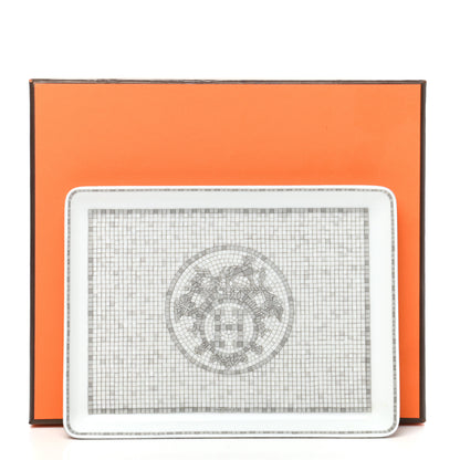 Hermes Porcelain Mosaique Au 24 Sushi Plate Platine 8 of 8
