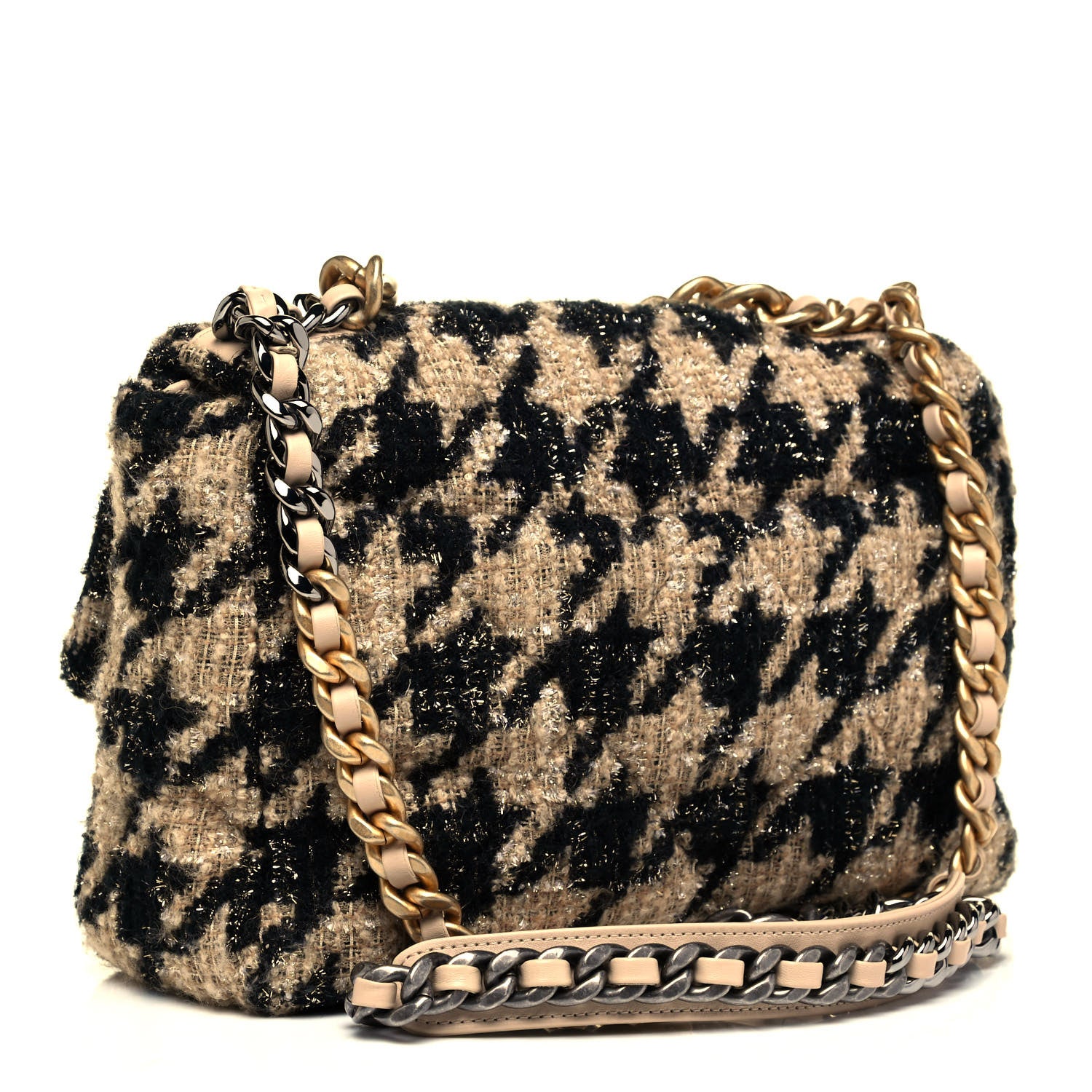 Chanel Tweed Large Chanel 19 Flap Beige Black 2 of 8