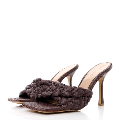 Bottega Veneta Raffia Twisted Intrecciato Stretch Mule Sandals 39 Bitter Chocolate 3 of 9