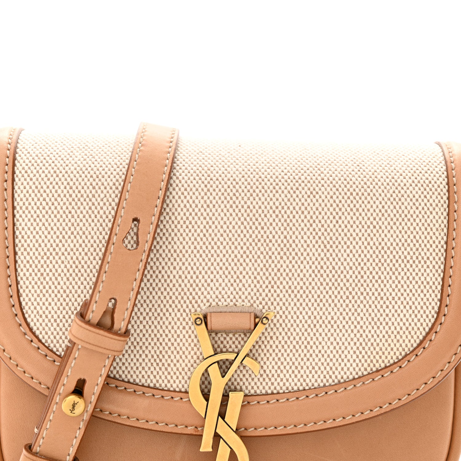 Saint Laurent Smooth Calfskin Cotton Canvas Small Kaia Satchel Natural Beige 7 of 12