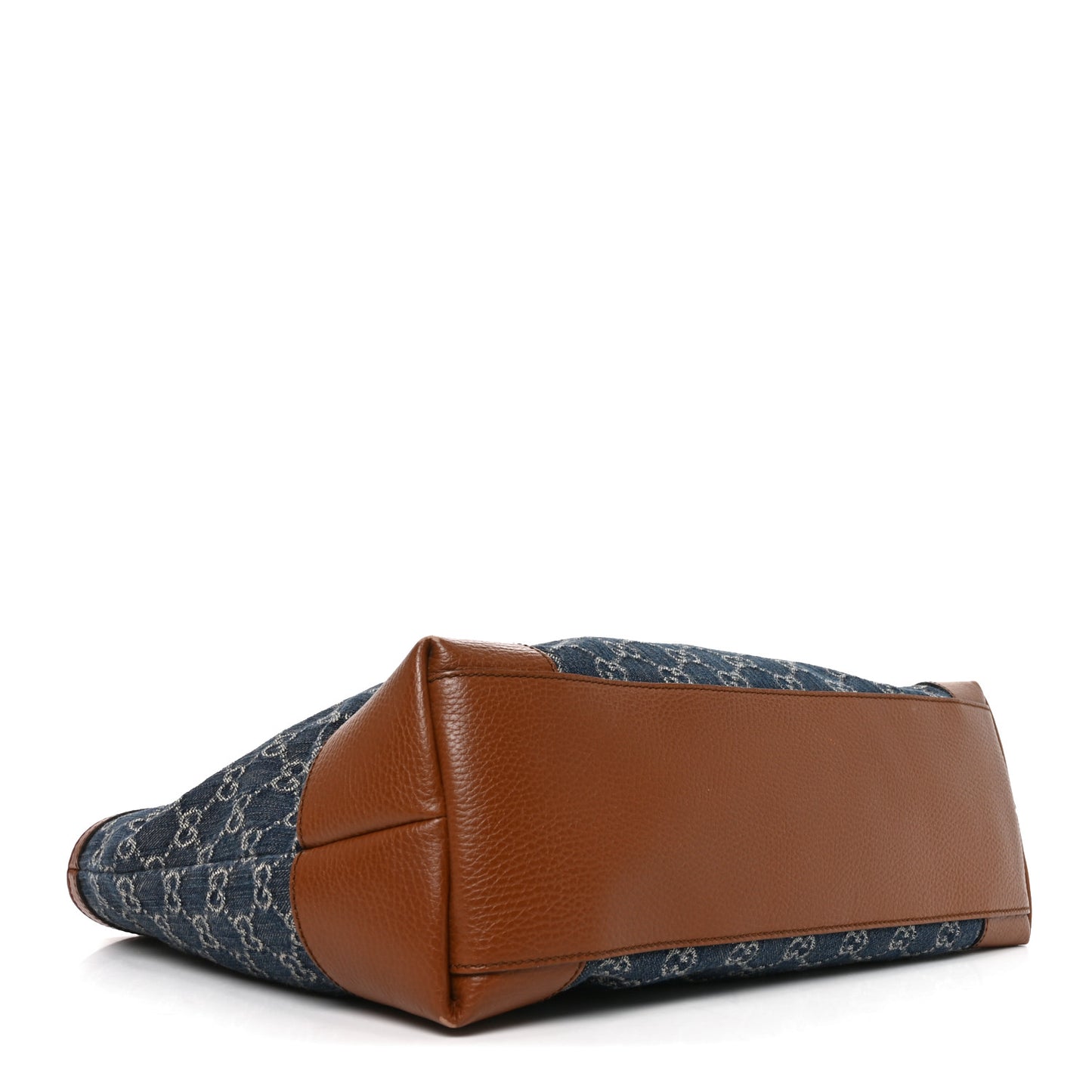 New Denim GG Monogram Medium Ophidia Shopping Tote Blue Tea Cuir