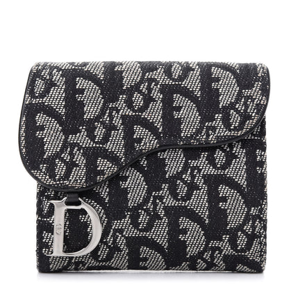 Christian Dior Monogram Compact Saddle Wallet Black 1 of 7