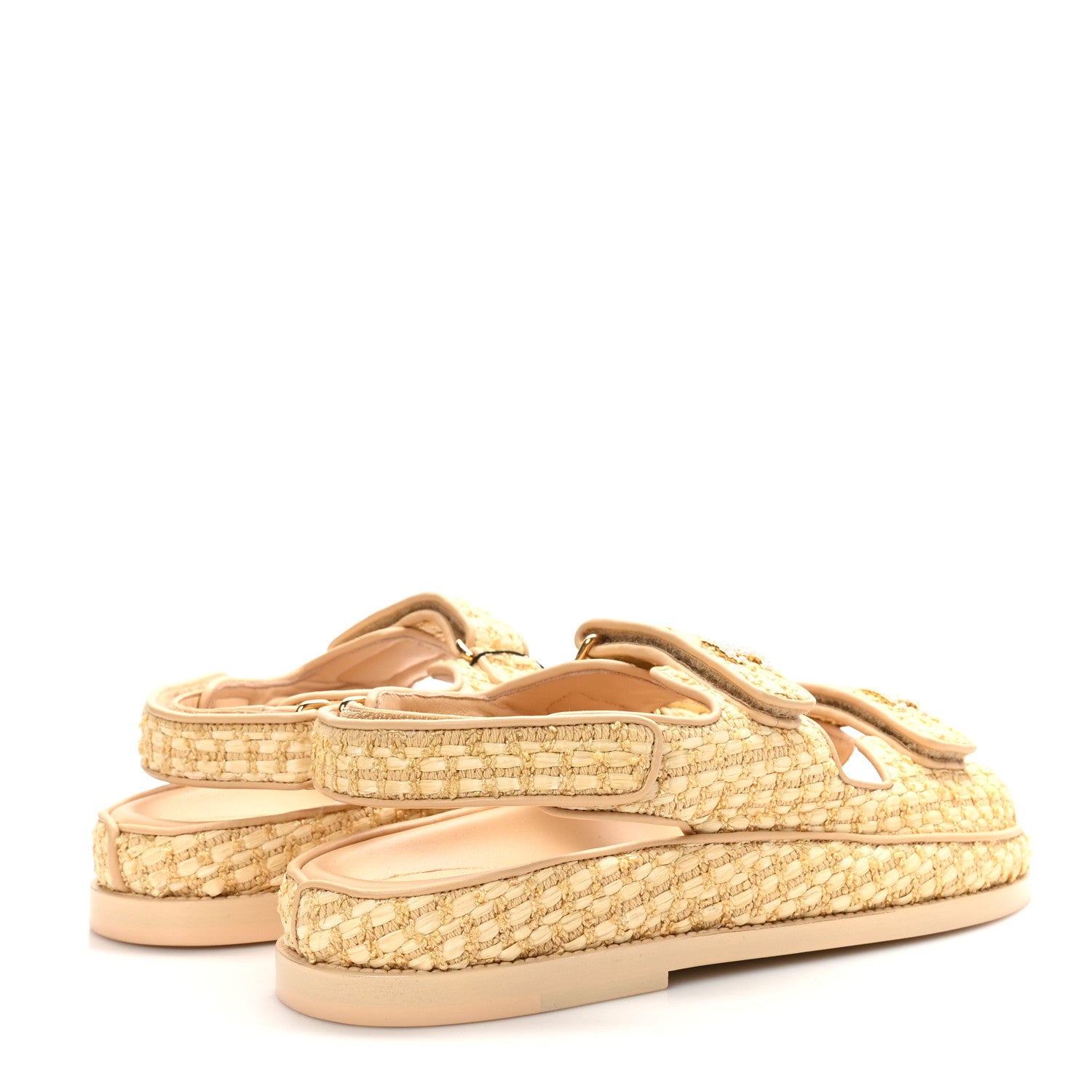 Chanel Braided Fabric Velcro Dad Sandals 40 Beige 5 of 9