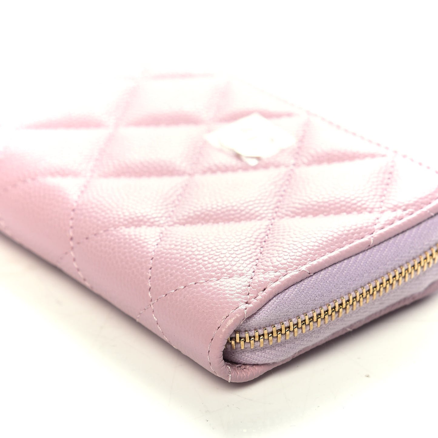 Caviar Quilted Zip Coin Purse Light Pink