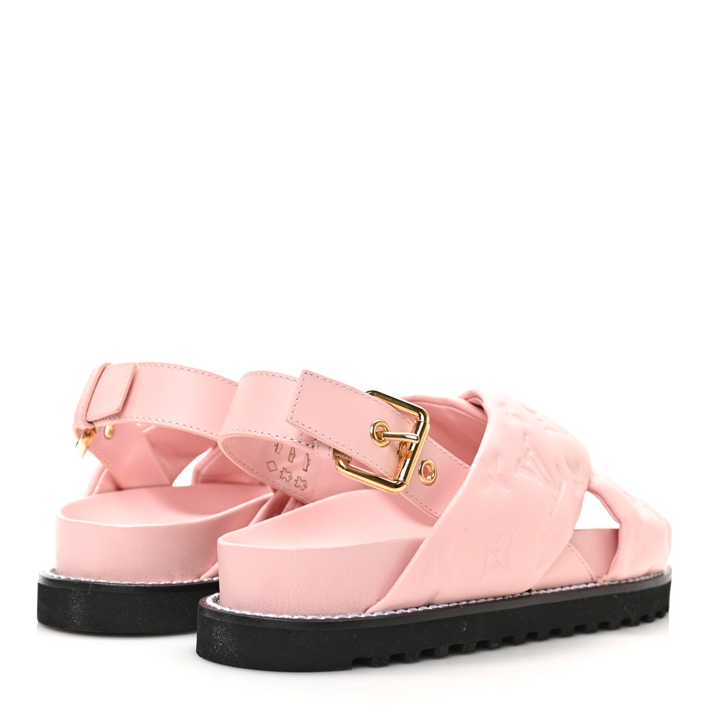 Lambskin Monogram Embossed Paseo Flat Comfort Sandals 38 Rose Clair