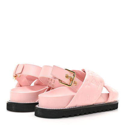 Louis Vuitton Lambskin Monogram Embossed Paseo Flat Comfort Sandals 38 Rose Clair 4 of 8