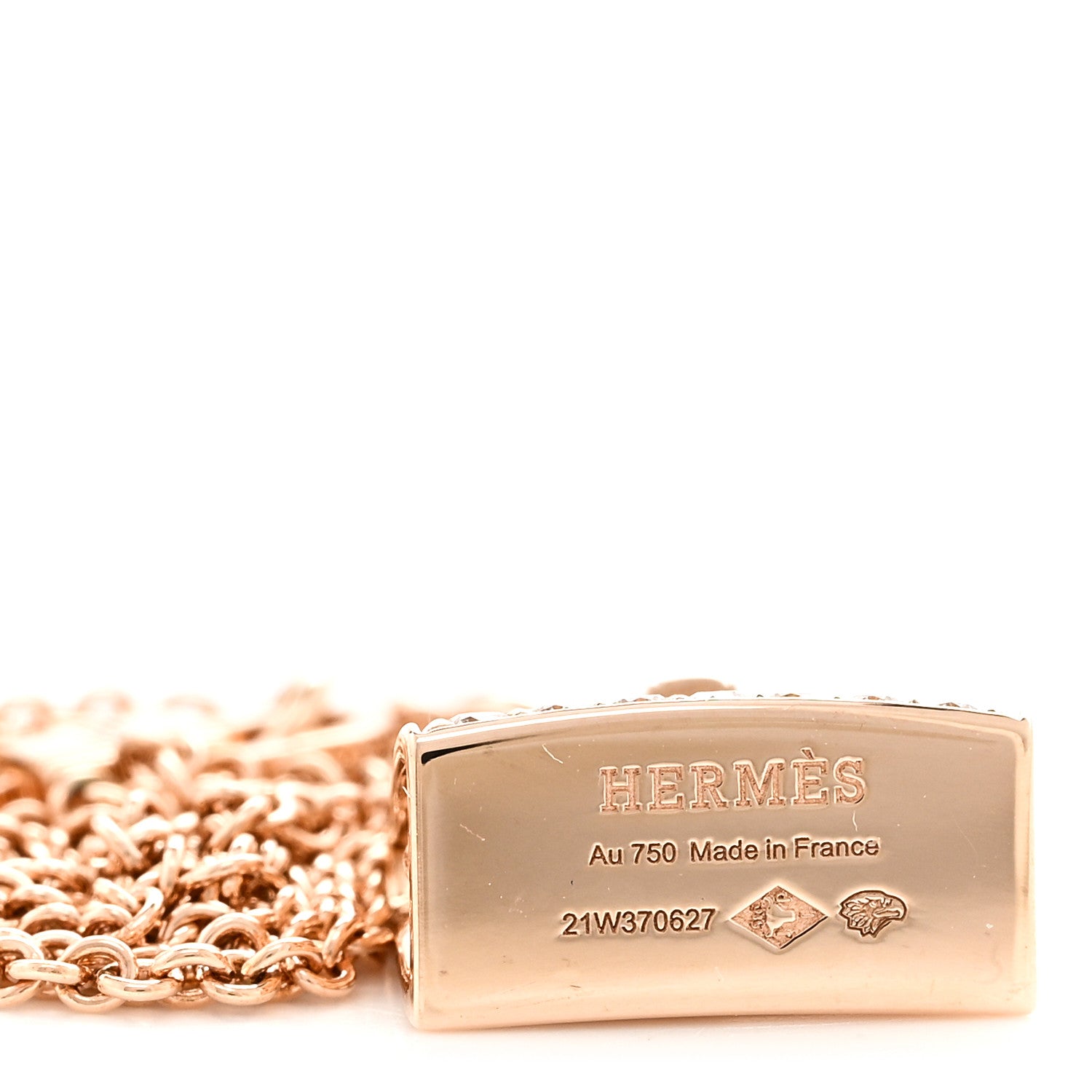 Hermes 18K Rose Gold Diamond Kelly Amulettes Pendant Necklace 5 of 6
