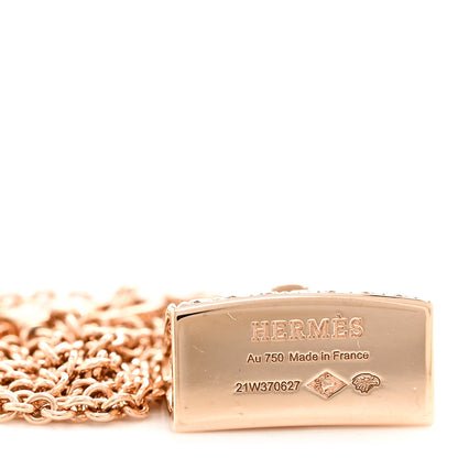 Hermes 18K Rose Gold Diamond Kelly Amulettes Pendant Necklace 5 of 6