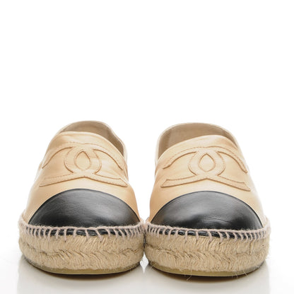 Chanel Lambskin CC Espadrilles 40 Beige Black 2 of 10