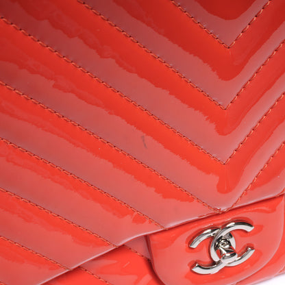 Chanel Patent Chevron Maxi Single Flap Persimmon 5 of 10