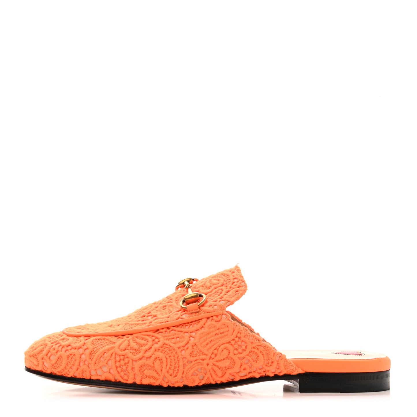 Lace Malaga Kid Womens Princetown Slippers 37.5 Orange Fluo Skin Rose
