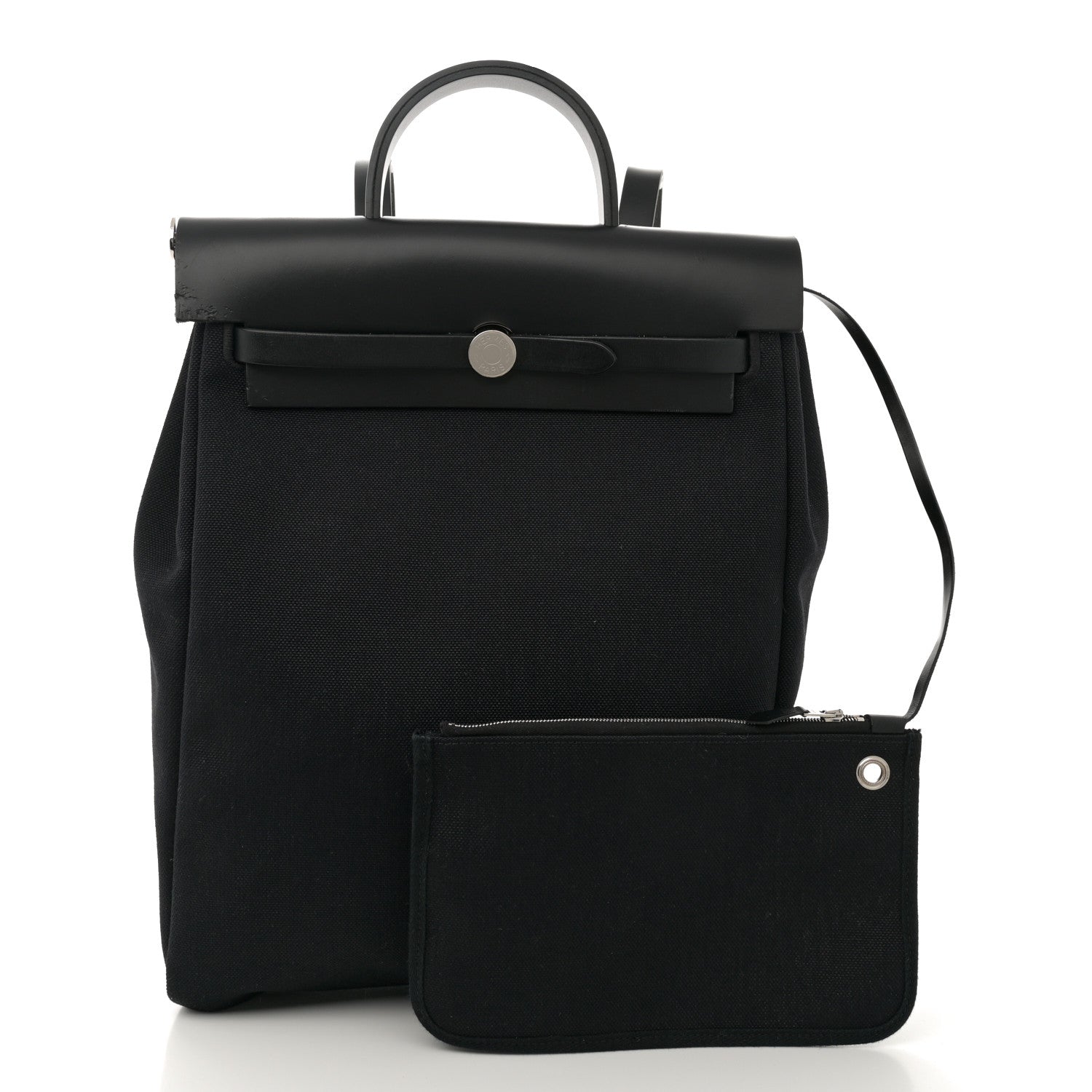 Hermes Military Toile Vache Hunter Herbag a Dos Zip Retourne Backpack Black 2 of 13