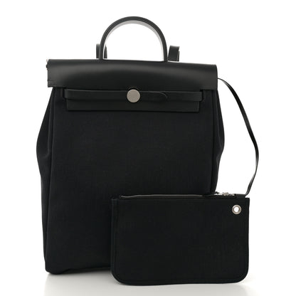 Hermes Military Toile Vache Hunter Herbag a Dos Zip Retourne Backpack Black 2 of 13