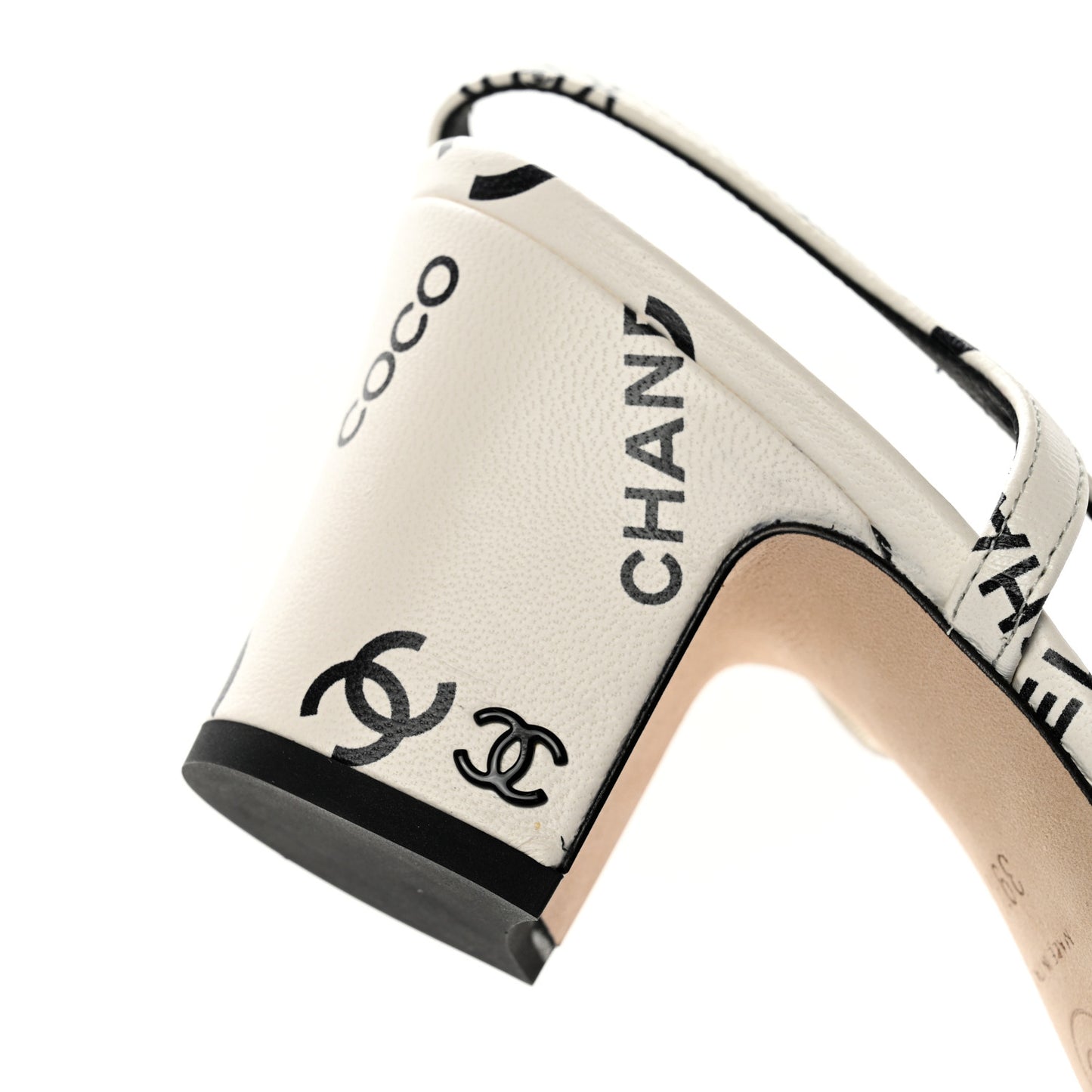 Printed Lambskin Cap Toe CC Slingback Pumps 39.5 Black White