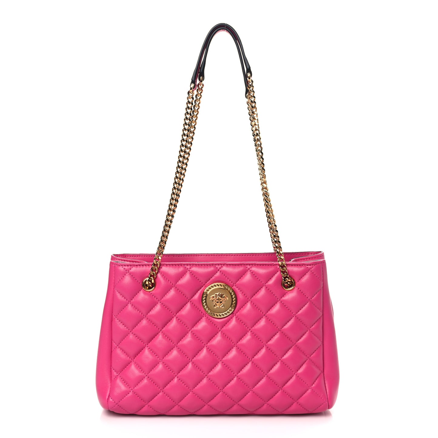 Nappa Quilted Medusa Chain Shoulder Bag Pink