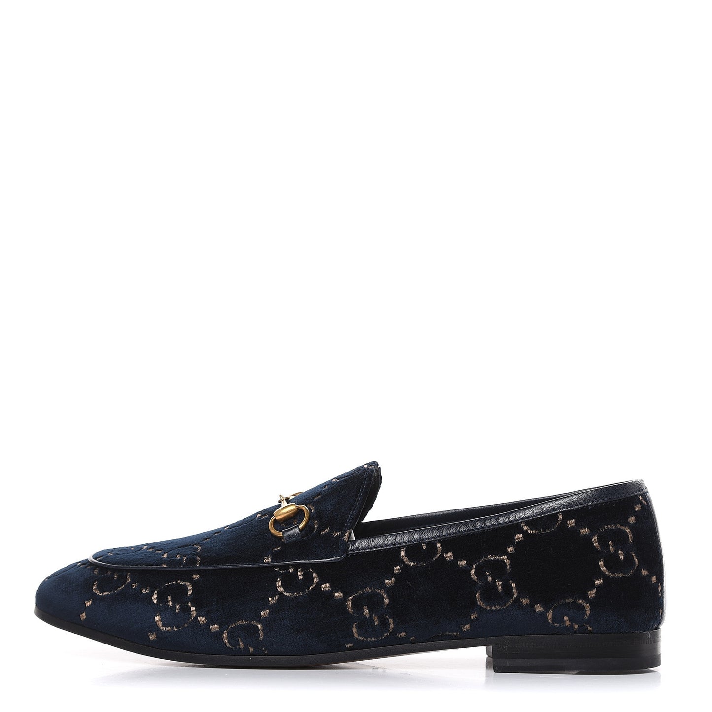 Velvet GG Monogram Horsebit Womens Jordaan Loafers 42 Blue Beige
