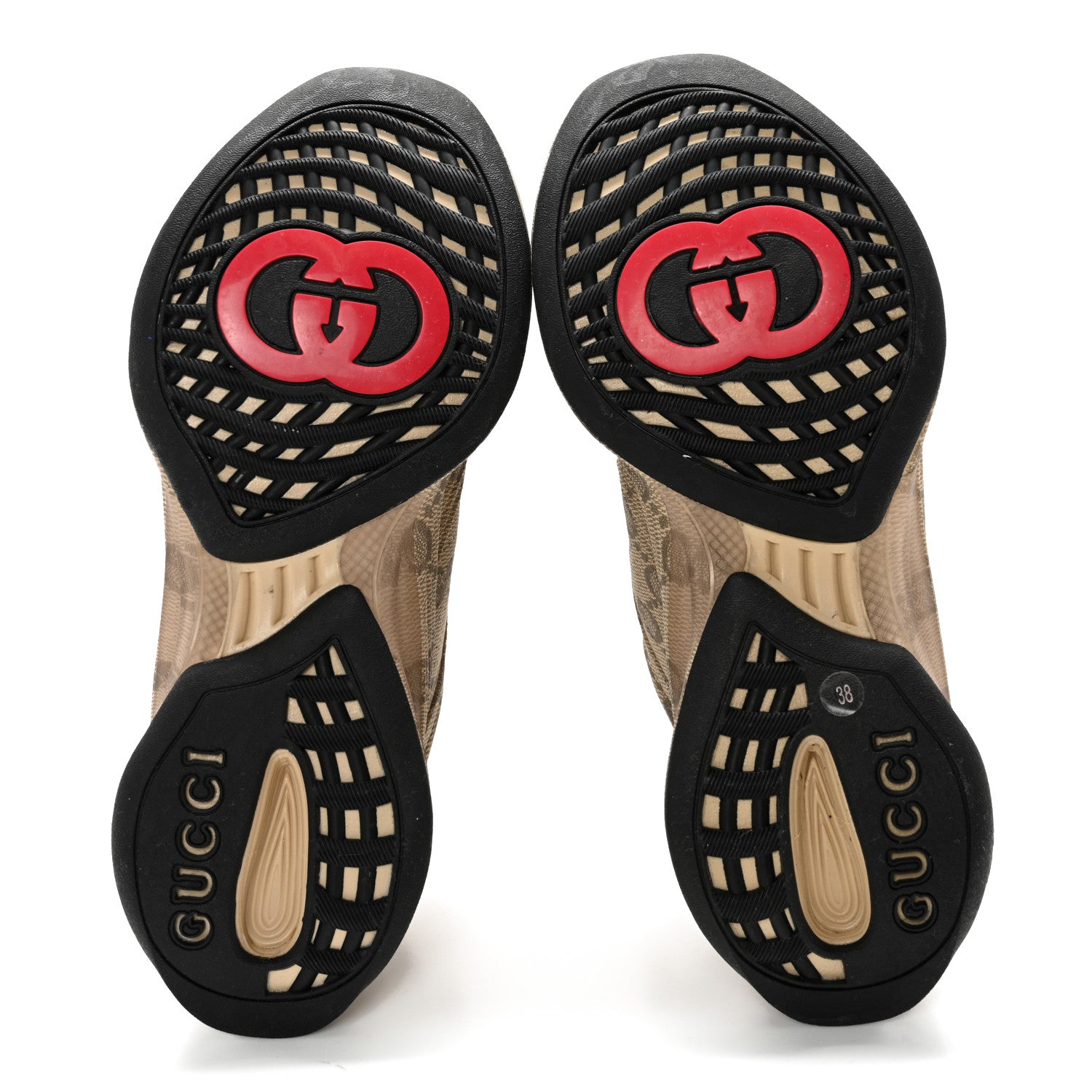 Gucci Ultralight Plume Calfskin Monogram Printed Womens Gucci Run Sneakers 38 Beige Ebony 5 of 12