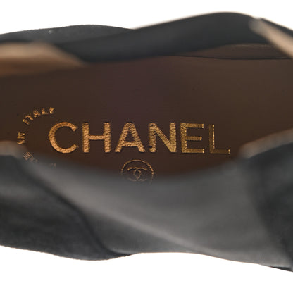 Chanel Suede CC Cap Toe Ankle Boots 37 Black 7 of 8