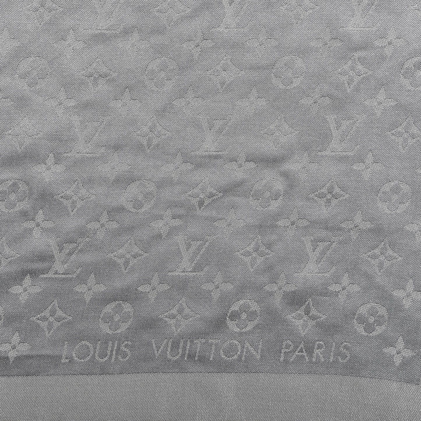 Silk Lurex Wool Monogram Shine Shawl Charcoal Grey