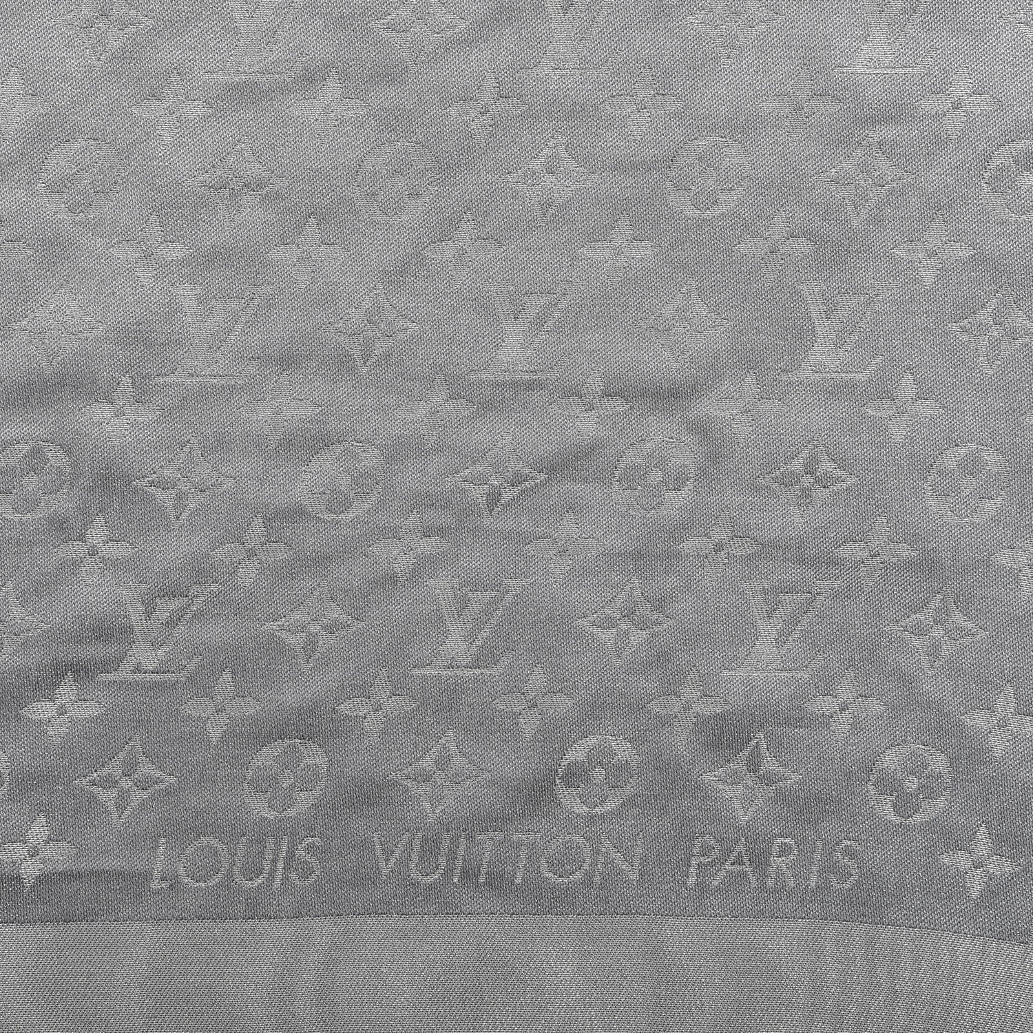 Louis Vuitton Silk Lurex Wool Monogram Shine Shawl Charcoal Grey 2 of 3