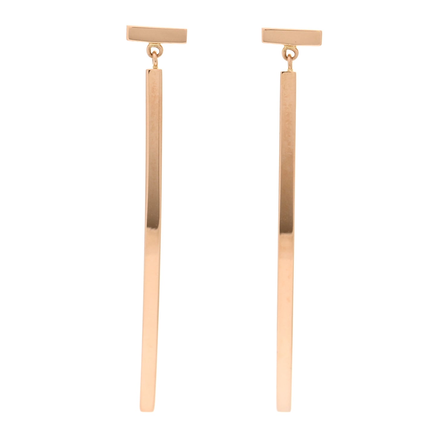 18K Rose Gold T Bar Earrings