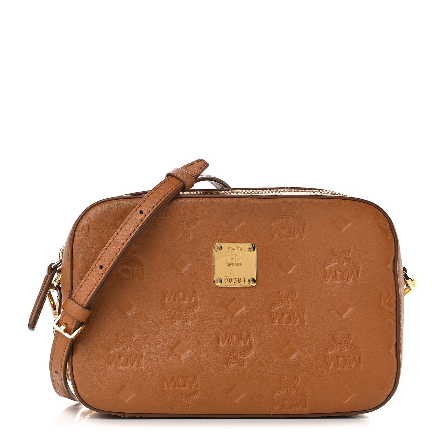 Calfskin Ottomar Monogram Klara Crossbody Bag Cognac